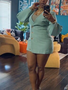 PrettyLittleThing Mint Green Mini Blazer Dress